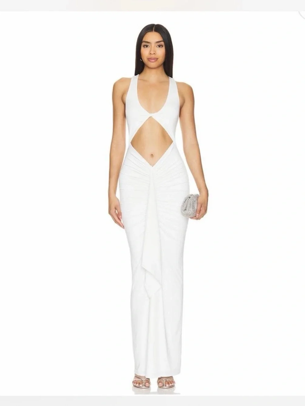 SUPERDOWN Amai Maxi Dress With Front Cut-Out And Draped Ruffles - Picture 2 of 9